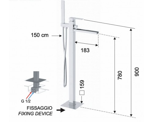 Смеситель для ванны Remer Qubika Cascata QC08