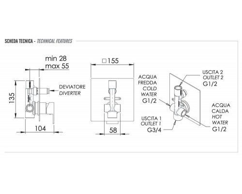 Смеситель для душа Remer Q-Design QD09