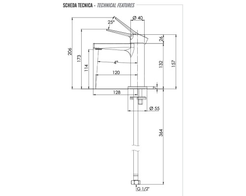 Смеситель для раковины Remer Slash SL12BG, золото брашированное