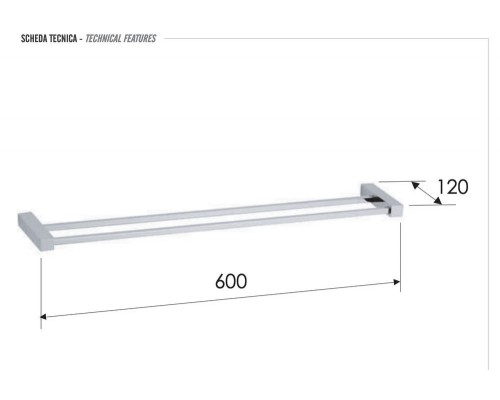 Полотенцедержатель двойной 60 см Remer SQ SQ33CR