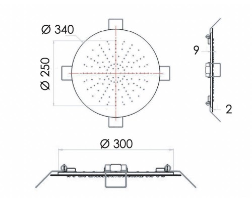 Верхний душ потолочный 34 см Remer INOX SS357EFM34
