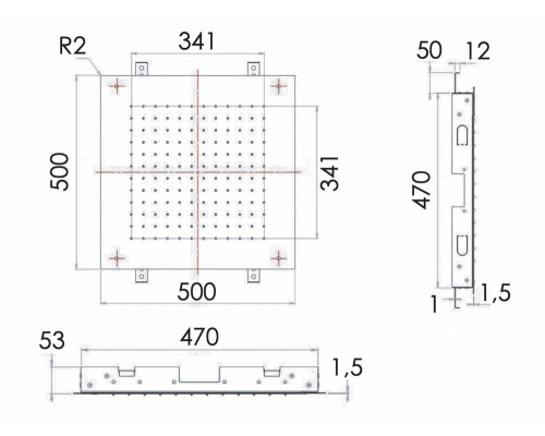 Верхний душ потолочный 50 см Remer INOX SS357SFS50