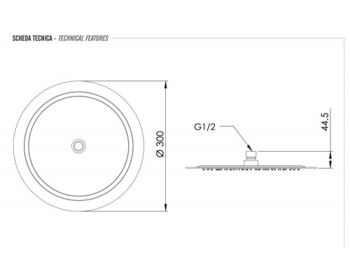 Верхний душ с шарнирным соединением 30 см Remer INOX SS357UFM30X, нержавеющая сталь