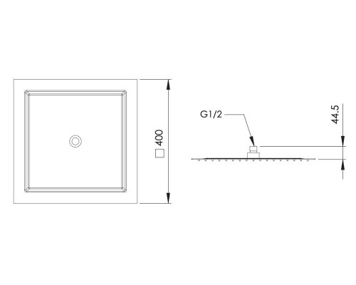 Верхний душ с шарнирным соединением 40 см Remer INOX SS357UFS40X, нержавеющая сталь