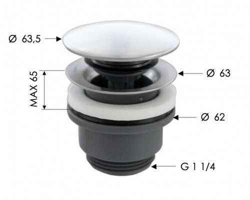 Донный клапан универсальный 1”1/4 Remer SS905CCR, нержавеющая сталь