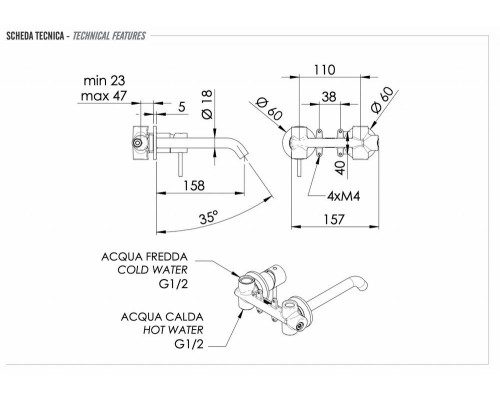 Смеситель для раковины Remer X Style INOX SSX15P, нержавеющая сталь