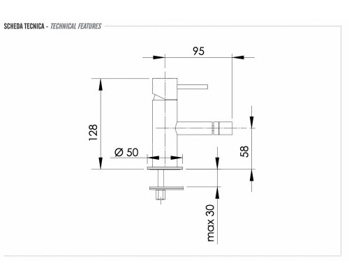 Смеситель для биде Remer X Style INOX SSX20B, нержавеющая сталь