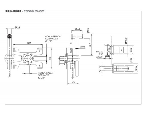 Гигиенический душ Remer X Style INOX SSX60P, нержавеющая сталь
