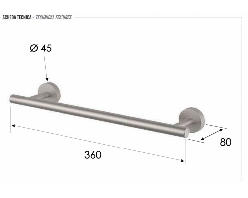 Полотенцедержатель 30 см Remer INOX SSXI40L30, нержавеющая сталь