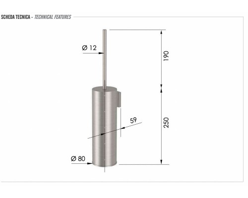 Ёршик настенный Remer INOX SSXI66, нержавеющая сталь