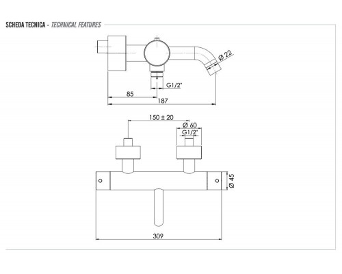 Смеситель для ванны Remer X Style INOX SSXT05, нержавеющая сталь
