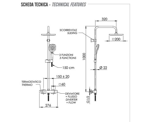 Душевая система Remer Absolute ST32X8CPSD25