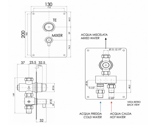 Смеситель порционный для душа Remer Tempor TE32M