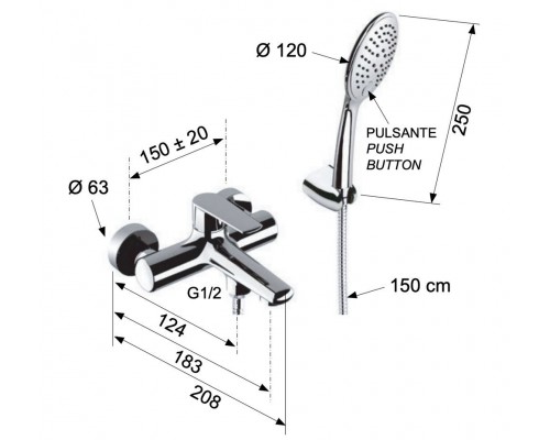 Смеситель для ванны Remer Vanity V02