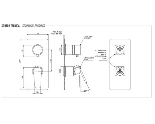 Смеситель для душа Remer Vanity V93KB