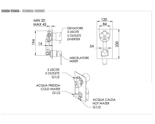 Смеситель для душа Remer Vanity V95