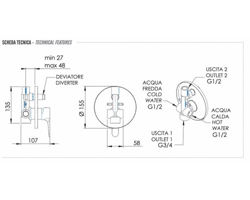 Смеситель для душа Remer Winner W09