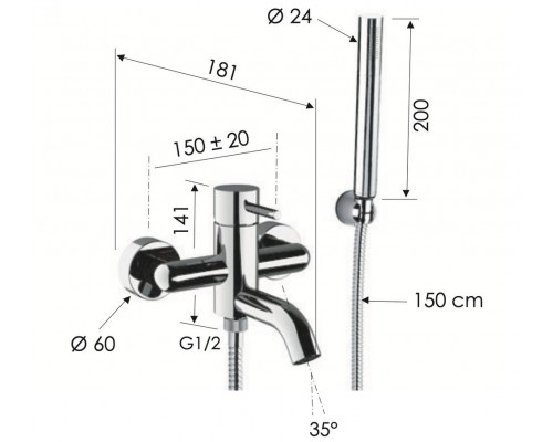 Смеситель для ванны Remer X Style X02