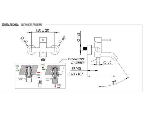 Смеситель для ванны Remer X Style X05NO, чёрный матовый
