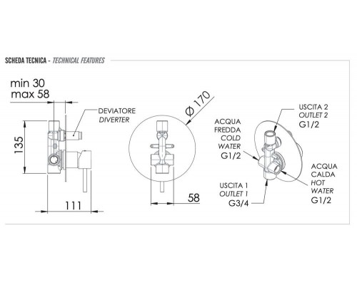 Смеситель для душа Remer X Style X09LVO, бронза