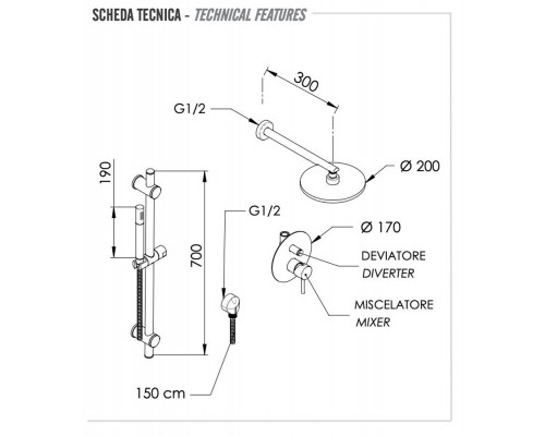 Душевая система Remer X Style X09S01ONO, черный матовый