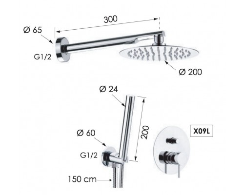 Душевая система Remer X Style X09S02