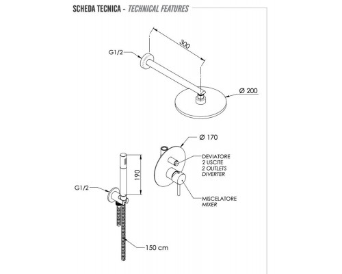 Душевая система Remer X Style X09S02OCFP, черный брашированный хром