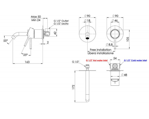 Смеситель для раковины Remer X Style X15CNO, черный матовый