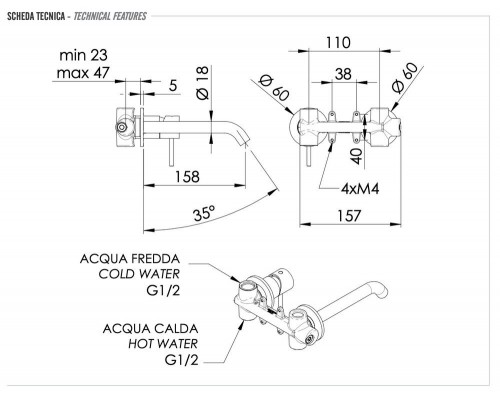 Смеситель для раковины Remer X Style X15PVO, бронза