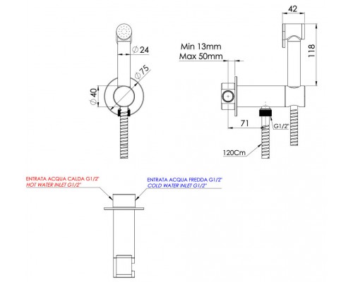 Гигиенический душ Remer X Style X61PWNO, черный матовый