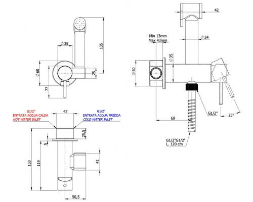Гигиенический душ Remer X Style X65C25W