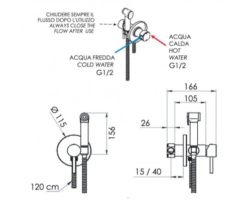 Гигиенический душ Remer X Style X65WBG, золото брашированное