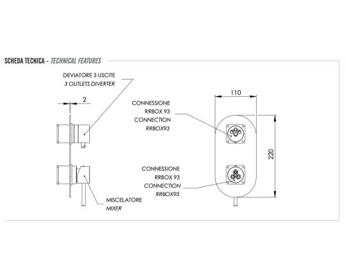 Смеситель для душа Remer X Style X93KBCFP, чёрный брашированный хром