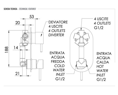 Смеситель для душа Remer X Style X94NO, чёрный матовый