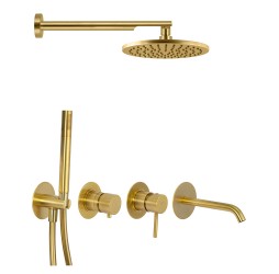 Душевая система Remer X Style X96D3SETBG, золото брашированное