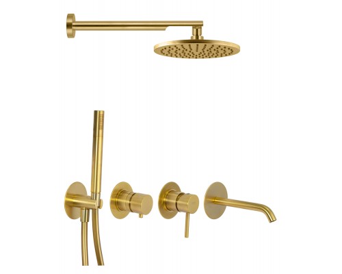 Душевая система Remer X Style X96D3SETBG, золото брашированное