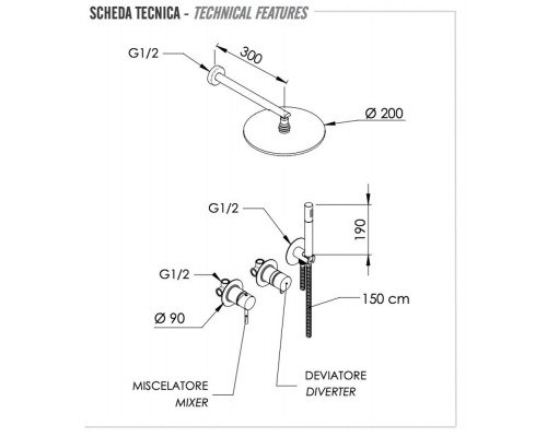 Душевая система Remer X Style X96S02OBG, золото брашированное