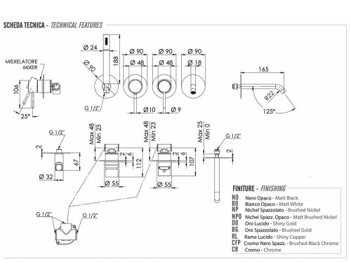 Смеситель для ванны Remer X Style X96S03ROXXNO, черный матовый
