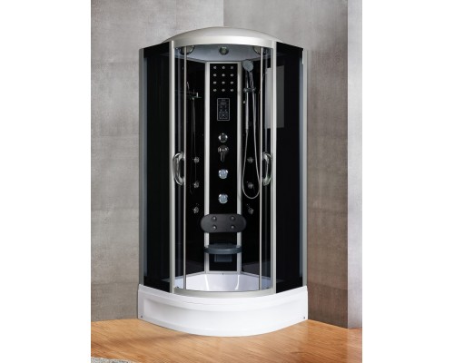 Душевая кабина River TEMZA 100х100 тонированное стекло, профиль хром матовый