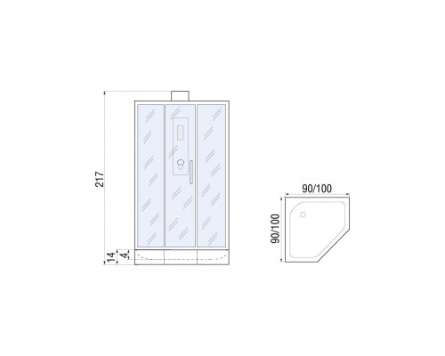 Душевая кабина River PENTA Б/К 90х90 без крыши, матовое стекло, профиль хром матовый