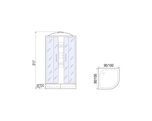 Душевая кабина River TEMZA 100х100 матовое стекло, профиль хром матовый