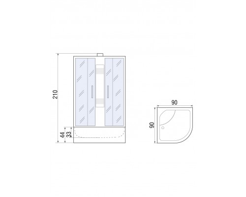 River Душевые кабины REIN Б/К 90/44 MT