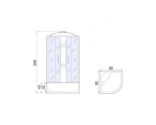 Душевая кабина River NARA 80х80 матовое стекло, профиль хром матовый