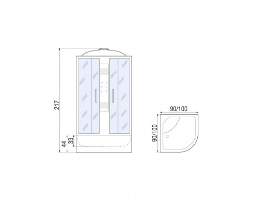 Душевая кабина River TEMZA 100х100 матовое стекло, профиль хром матовый