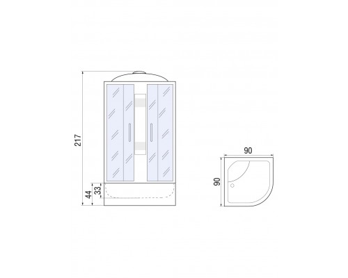 Душевая кабина River AMUR 90х90 матовое стекло, профиль хром матовый