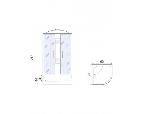 Душевая кабина River LENA 90х90 матовое стекло, профиль хром матовый