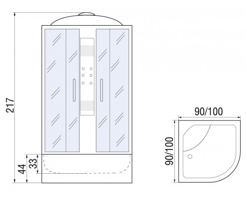 Душевая кабина River TEMZA 90х90 тонированное стекло, профиль хром матовый