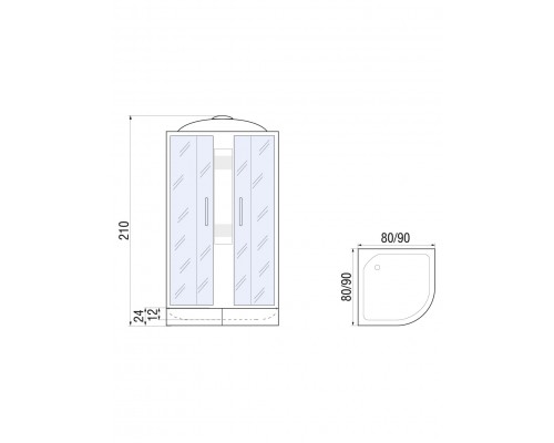 Душевая кабина River REIN 90х90 матовое стекло, профиль хром матовый