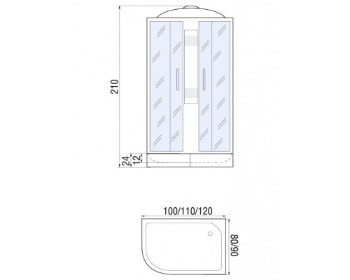 Душевая кабина River NARA 110х80 матовое стекло, профиль хром матовый, правая