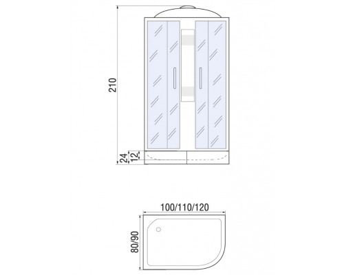 Душевая кабина River NARA 120х80 матовое стекло, профиль хром матовый, левая